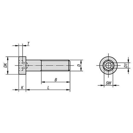 Kipp M12 Socket Head Cap Screw, Black Oxide Steel, 60 mm Length K1160.312X60